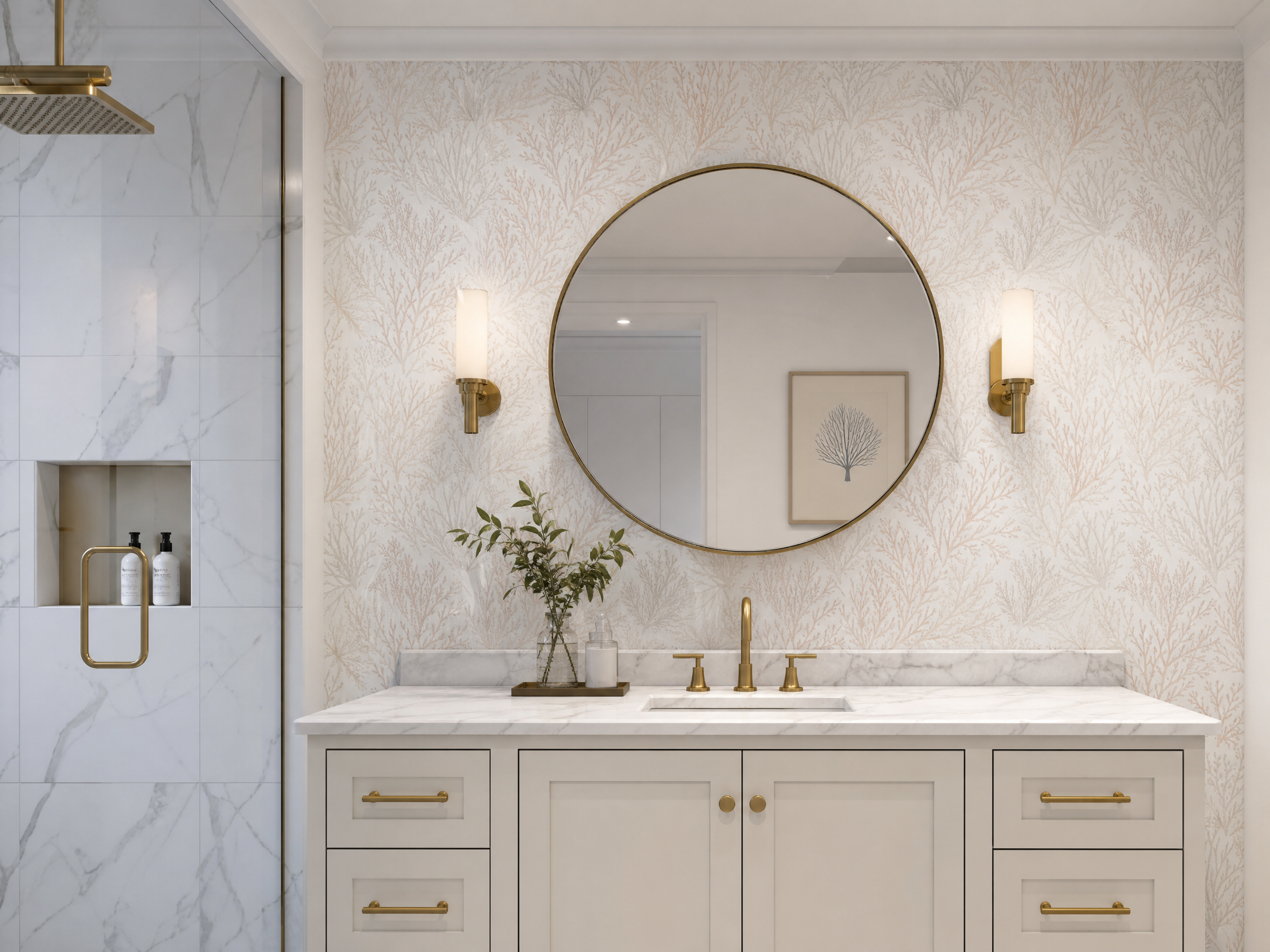 Modern bathroom vinyl wallpaper