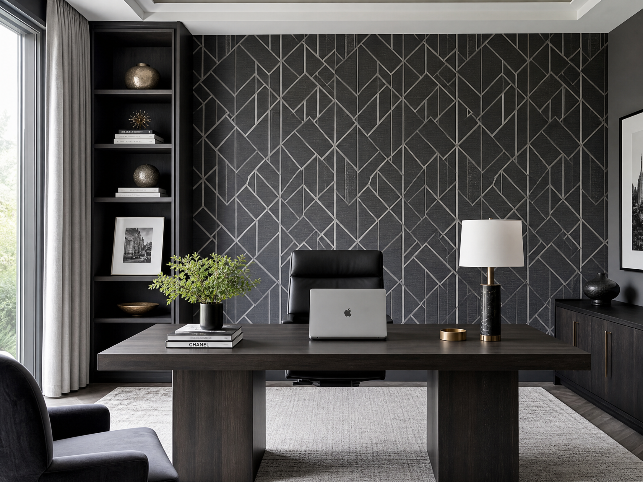 Geometric home office wallpaper